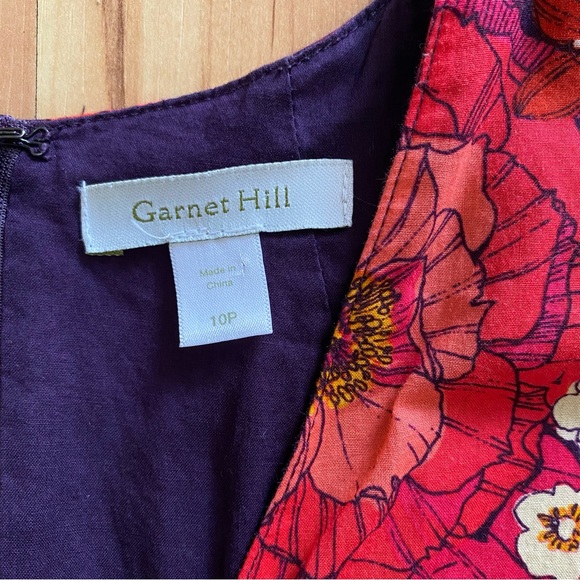 SOLD Garnet Hill floral cotton midi dress V neck fit and flare 10P 10 Petite - Picture 4 of 9